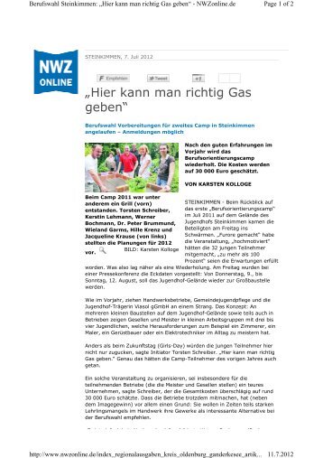 „Hier kann man richtig Gas geben“ - Jugendhof Steinkimmen