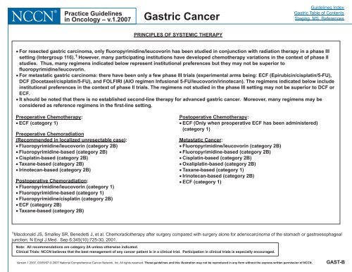 Practice Guidelines in Oncology - Gastric Cancer