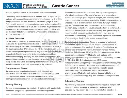 Practice Guidelines in Oncology - Gastric Cancer