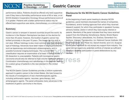 Practice Guidelines in Oncology - Gastric Cancer