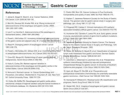 Practice Guidelines in Oncology - Gastric Cancer