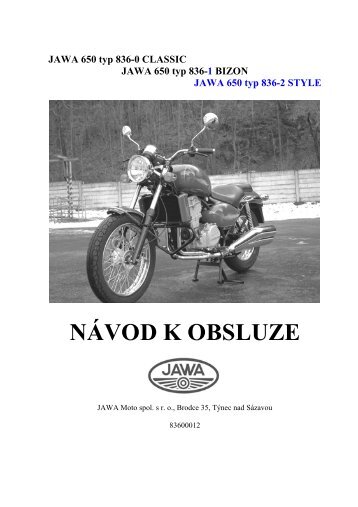 Návod k obsluze JAWA 650 Classic a Style