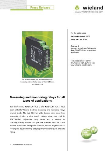 Measuring and monitoring relays for all types of ... - Wieland Electric