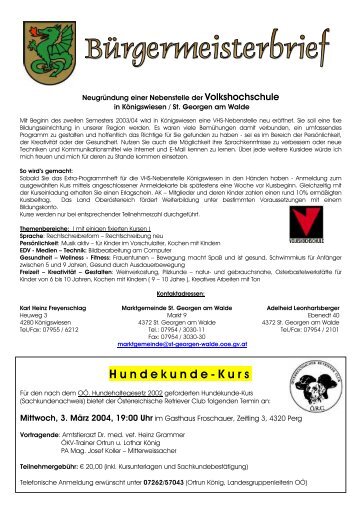 Hundekunde-Kurs - Marktgemeinde St. Georgen am Walde