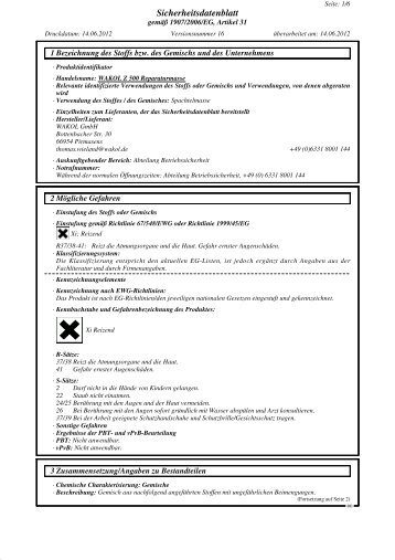 Sicherheitsdatenblatt - Wakol