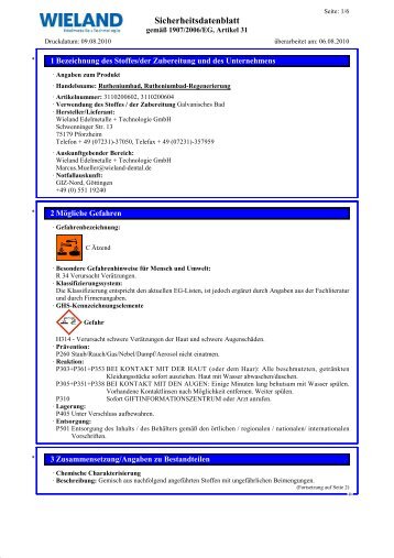 Sicherheitsdatenblatt - Wieland Edelmetalle