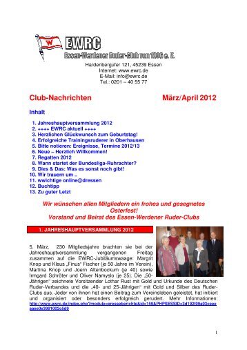 EWRC-Clubnachrichten März und April 2012 - Essen-Werdener ...