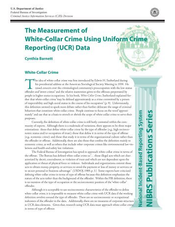 UCR White Collar Crime Measurement - FBI