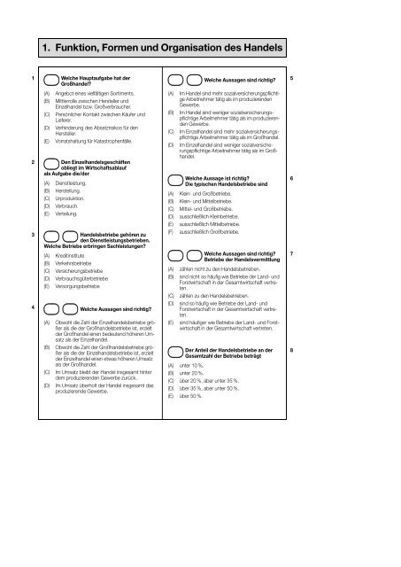 1. Funktion, Formen und Organisation des Handels - Schule.at