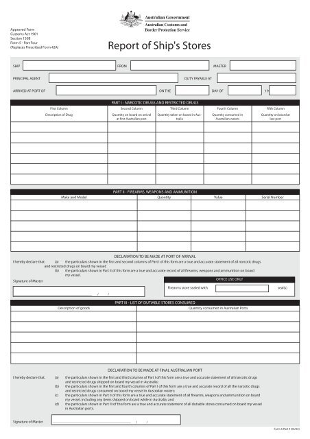 Form 5 Part 4 - Australian Customs Service