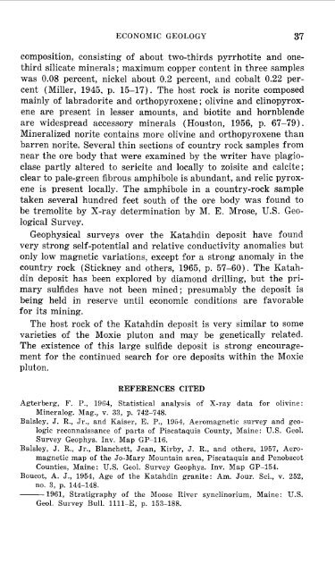 Geology Of The Moxie Pluton In The Moosehead