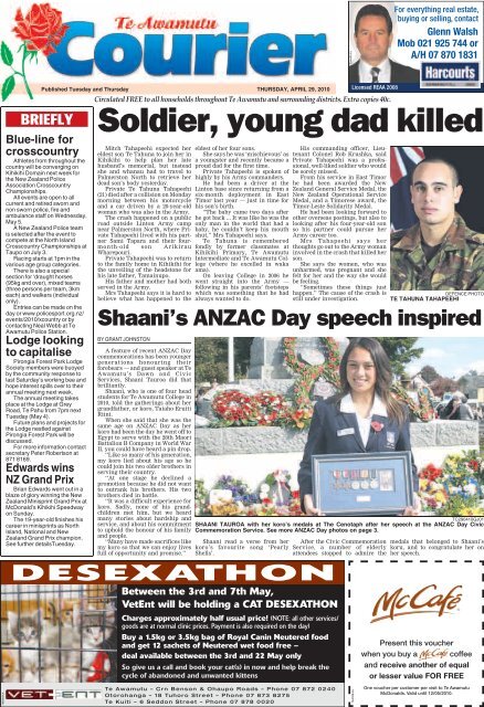 Te Awamutu Courier - April 29th, 2010 - Te Awamutu Online