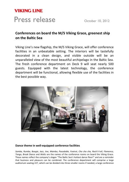 Conferences on board the M/S Viking Grace, greenest ... - Viking Line