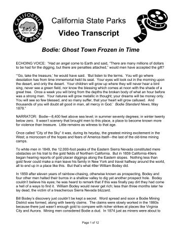 Ghost Town Frozen in Time - California State Parks - State of ...