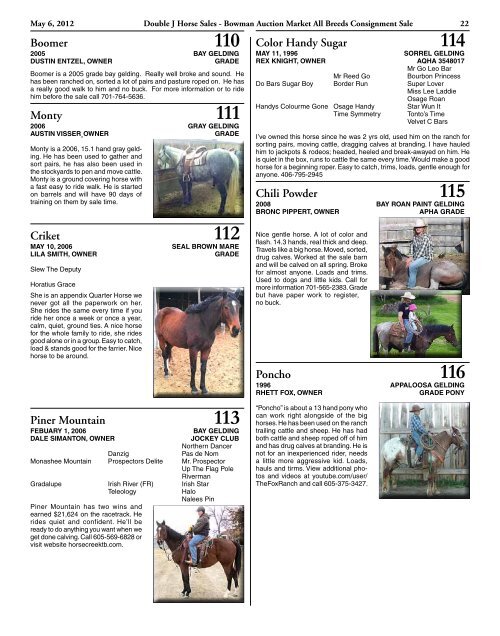 May 6, 2012 - Double J Horse Sales