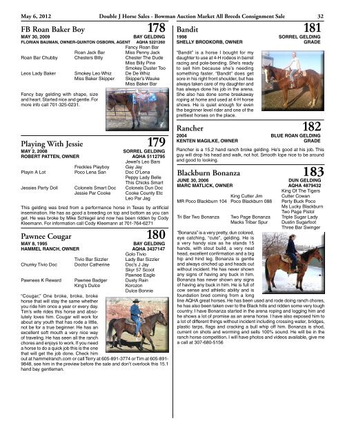 May 6, 2012 - Double J Horse Sales