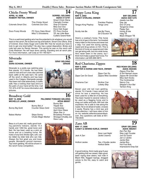 May 6, 2012 - Double J Horse Sales