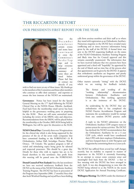 NEWSLETTER - New Zealand Association of Orthodontists