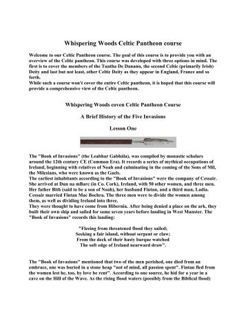 Whispering Woods Celtic Pantheon course