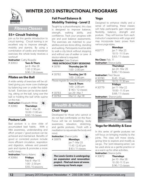 Monthy Newsletter - Evergreen Seniors Club