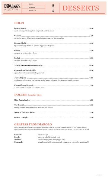 Fiorello S Cafe Menu Fiorello S Cafe Menu