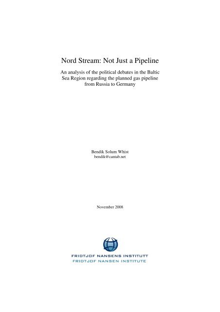 Nord Stream: Not Just a Pipeline