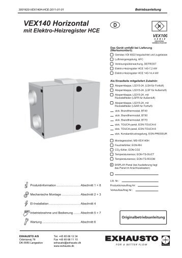 VEX140 Horizontal mit Elektro-Heizregister HCE d - exhausto.de