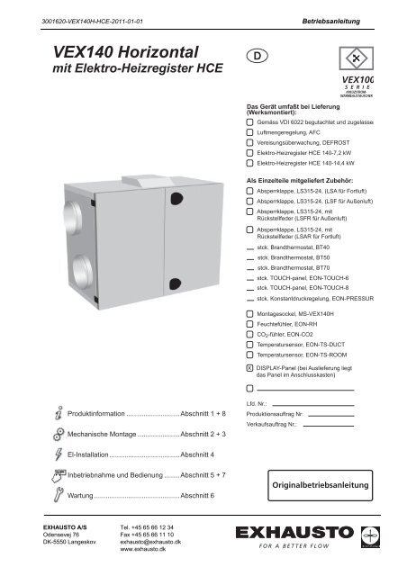 VEX140 Horizontal mit Elektro-Heizregister HCE d - exhausto.de