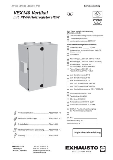 VEX140 Vertikal mit PWW-Heizregister HCW d - exhausto.de