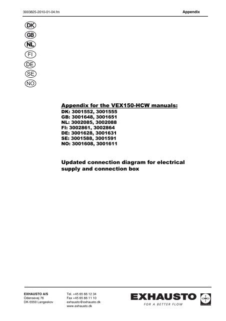 Appendix for the VEX150-HCW manuals: Updated ...  - Exhausto