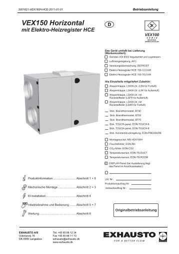 VEX150 Horizontal mit Elektro-Heizregister HCE d - exhausto.de