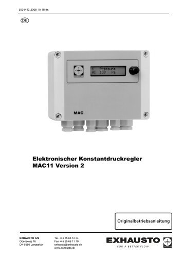 MAC11 Version 2 elektronischer Konstantdruckregler d - exhausto.de