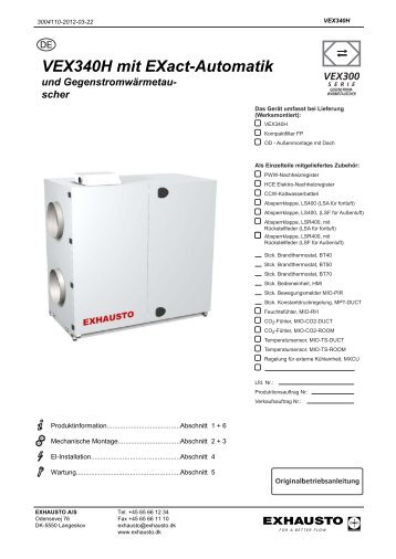 VEX340H mit Gegenstromwärmetauscher und EXact - exhausto.de