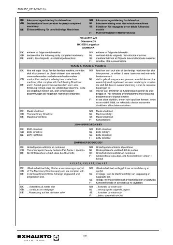 Declaration of incorporation VEX340HX,350HX,360HX - exhausto.de