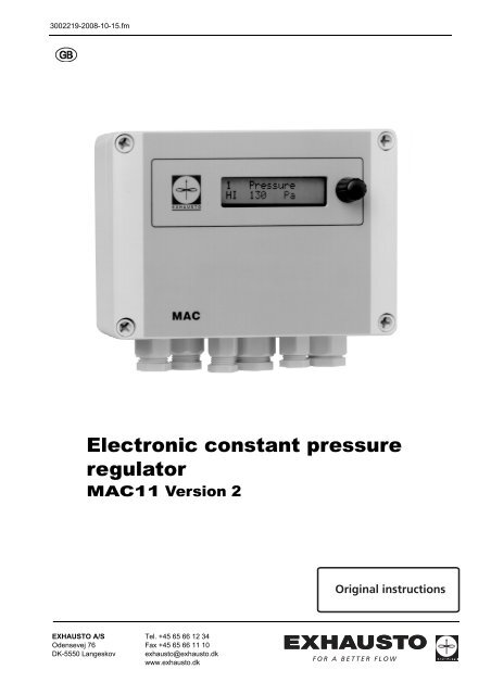 MAC11 Version 2 Electronic constant pressure ... - exhausto.de