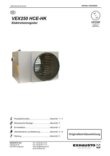 VEX250 HCE-HK Elektroheizregister - exhausto.de