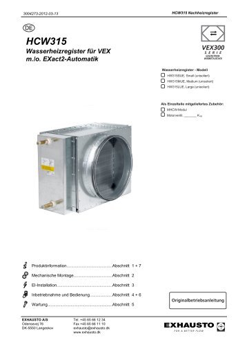 HCW für VEX320,330 mit und  ohne EXact2 - exhausto.de