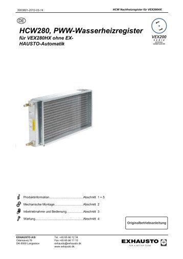 vex280 hcw-hk-x PWW-heizregister ohne automatik - exhausto.de