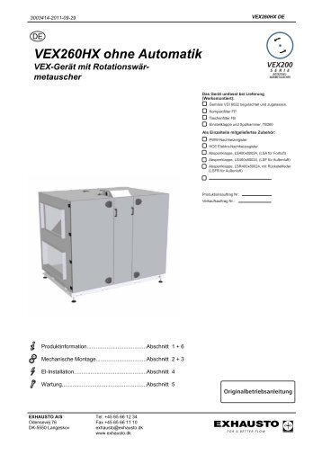 VEX260HX ohne Automatik VEX-Gerät mit Rotationswär - exhausto.de