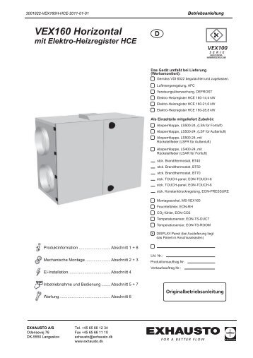 VEX160 Horizontal mit Elektro-Heizregister HCE d - exhausto.de