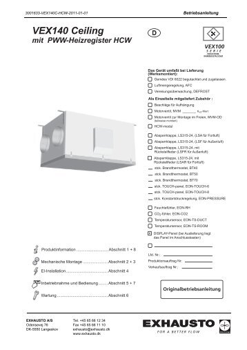 VEX140 Ceiling mit PWW-Heizregister HCW d - exhausto.de