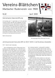 Heft Nummer 61 (April 2005) - Marbacher Ruderverein eV