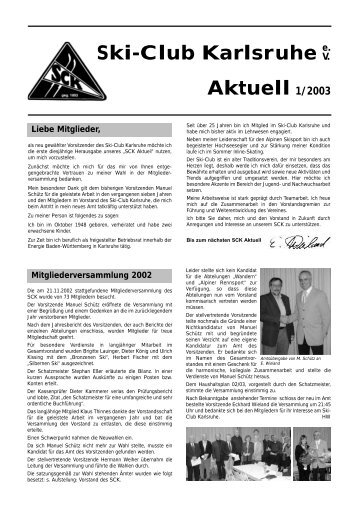 Ski-Club Karlsruhe Aktuell 1/2003 - Ski-Club Karlsruhe eV