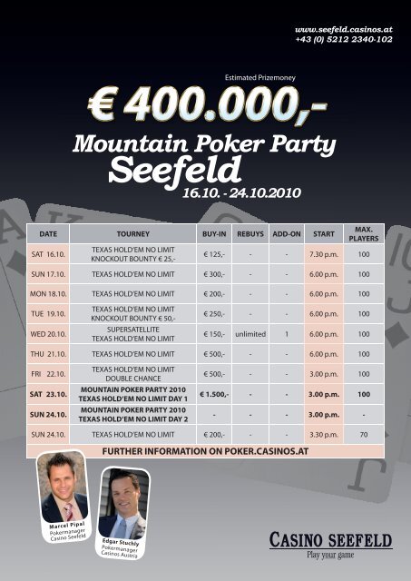 Casino Seefeld Mountain Poker Party