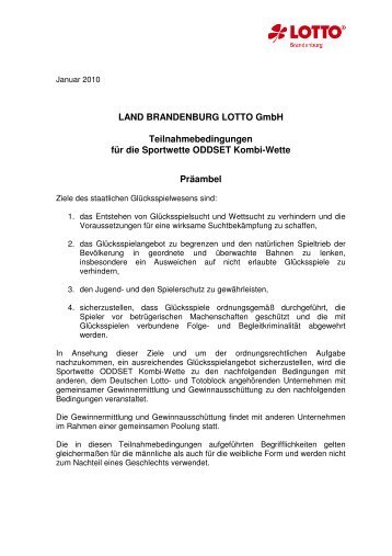 ODDSET Kombiwette - Lotto Brandenburg