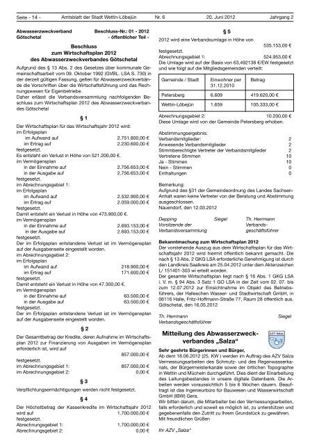 ( 6 MB / PDF )Amtsblatt der Stadt Wettin-Löbejün