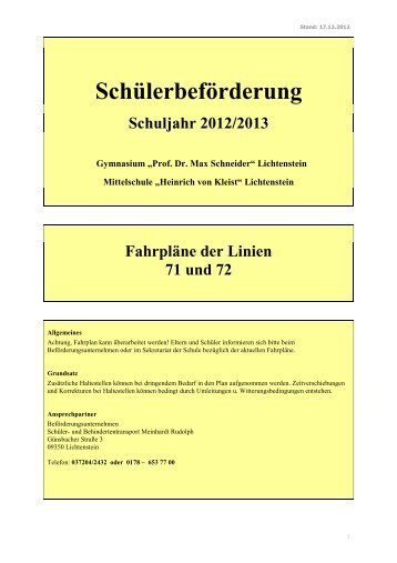 Schülerbeförderung - Gymnasium Prof. Dr. Max Schneider