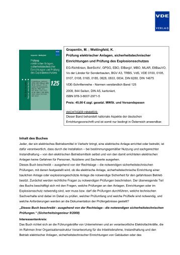 Inhalt des Buches Grapentin, M. ; Wettingfeld, K. Prüfung ... - OVE