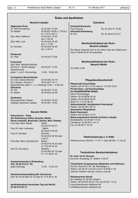 ( 3 MB / PDF )Amtsblatt der Stadt Wettin-Löbejün