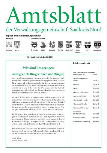 der Verwaltungsgemeinschaft Saalkreis Nord - Stadt Wettin-Löbejün